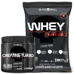 COMBO WHEY TURBO REFIL (907G) + CREATINE TURBO (150G) - BLACK SKULL