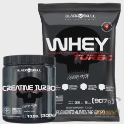 COMBO WHEY TURBO REFIL (907G) + CREATINE TURBO (300G) - BLACK SKULL