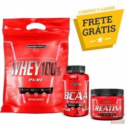 COMBO INTEGRALMÉDICA - WHEY 100% PURE REFIL (900G) + BCAA TOP (120 CAPS) + CREATINE (150G)