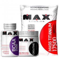 COMBO MAX TITANIUM - MASS TITANIUM (3KG) + BCAA (60 CAPS) + CREATINE (100G)