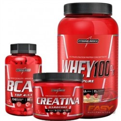 COMBO WHEY 100% PURE (907G) +BCAA TOP (120 CPS) + CREATINE 150G - INTEGRALMEDICA