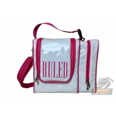 BOLSA TÉRMICA RULED MINI FIT - BRANCO VINIL COM ROSA