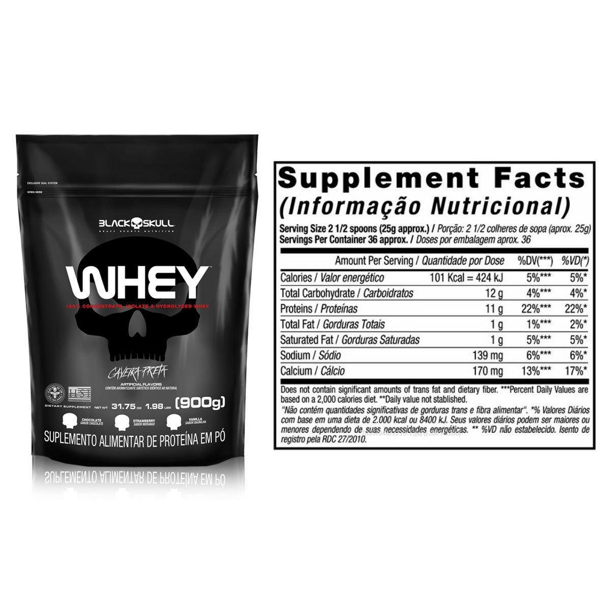 WHEY CAVEIRA PRETA REFIL (900G) - BLACK SKULL