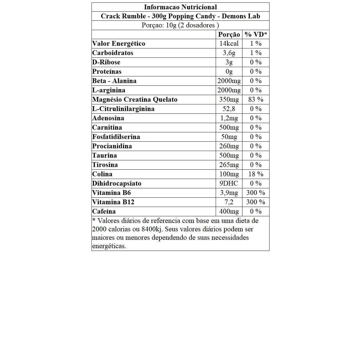 PRÉ TREINO CRACK RUMBLE (300G) 60 DOSES - DEMONS LAB