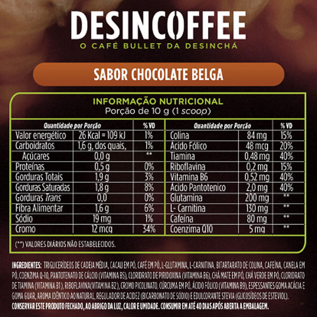 DESINCOFFEE (220G) - DESINCHÁ - CHOCOLATE BELGA