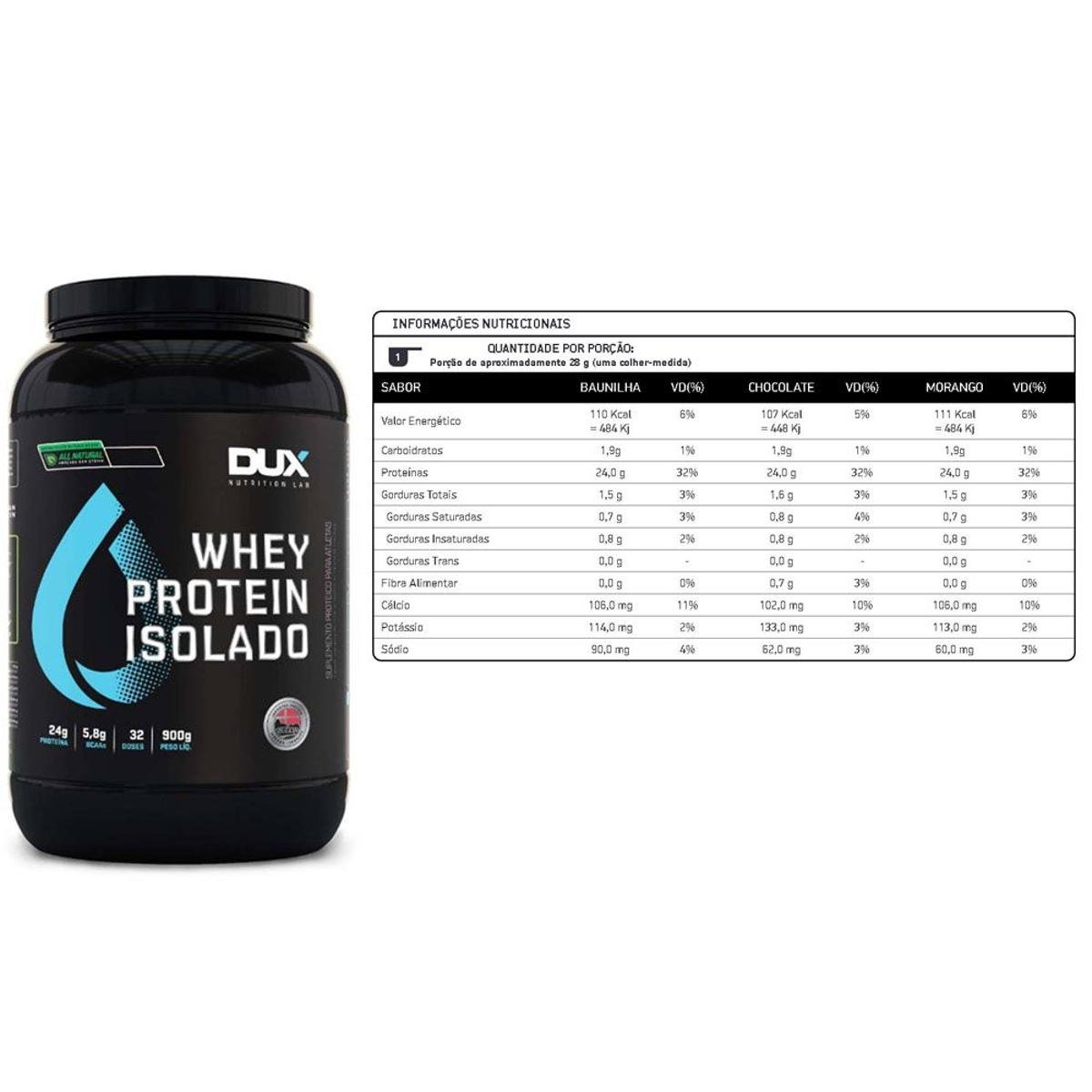 WHEY PROTEIN ISOLADO ALL NATURAL (900G) - DUX NUTRITION