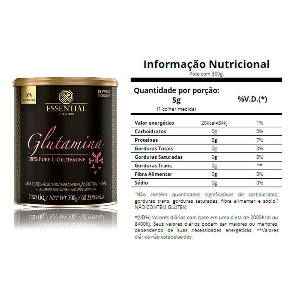 GLUTAMINA 100% PURE (600G) - ESSENTIAL NUTRITION