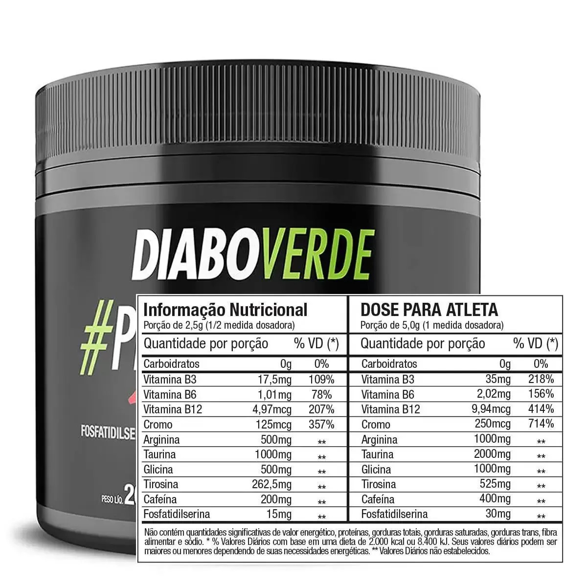 DIABO VERDE #PRE-WORKOUT ZERO CARBO (200G) - FTW