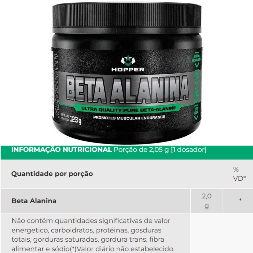 BETA ALANINA (123G) - HOPPER NUTRITION