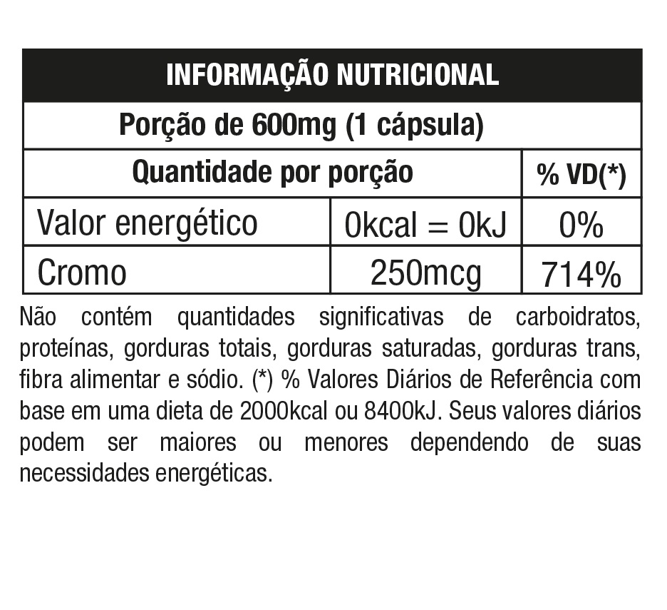 PICOLINATO DE CROMO (250mcg - 120 CAPS) - NUTRATA