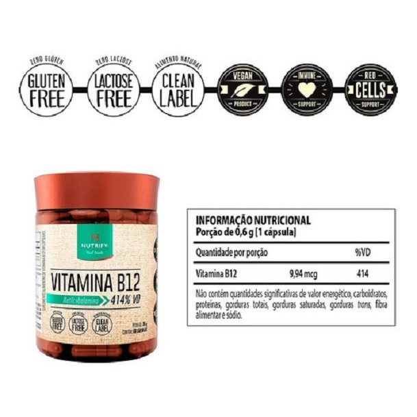 VITAMINA B12 (60 CAPS) - NUTRIFY