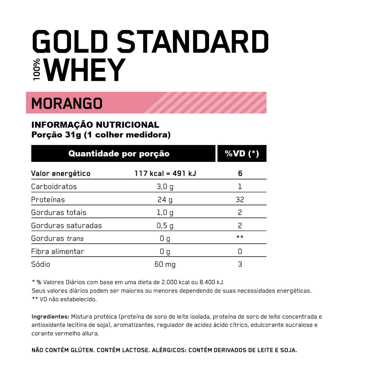 100 WHEY GOLD STANDARD (NOVA EMBALAGEM) (900G) - OPTIMUM NUTRITION - MORANGO