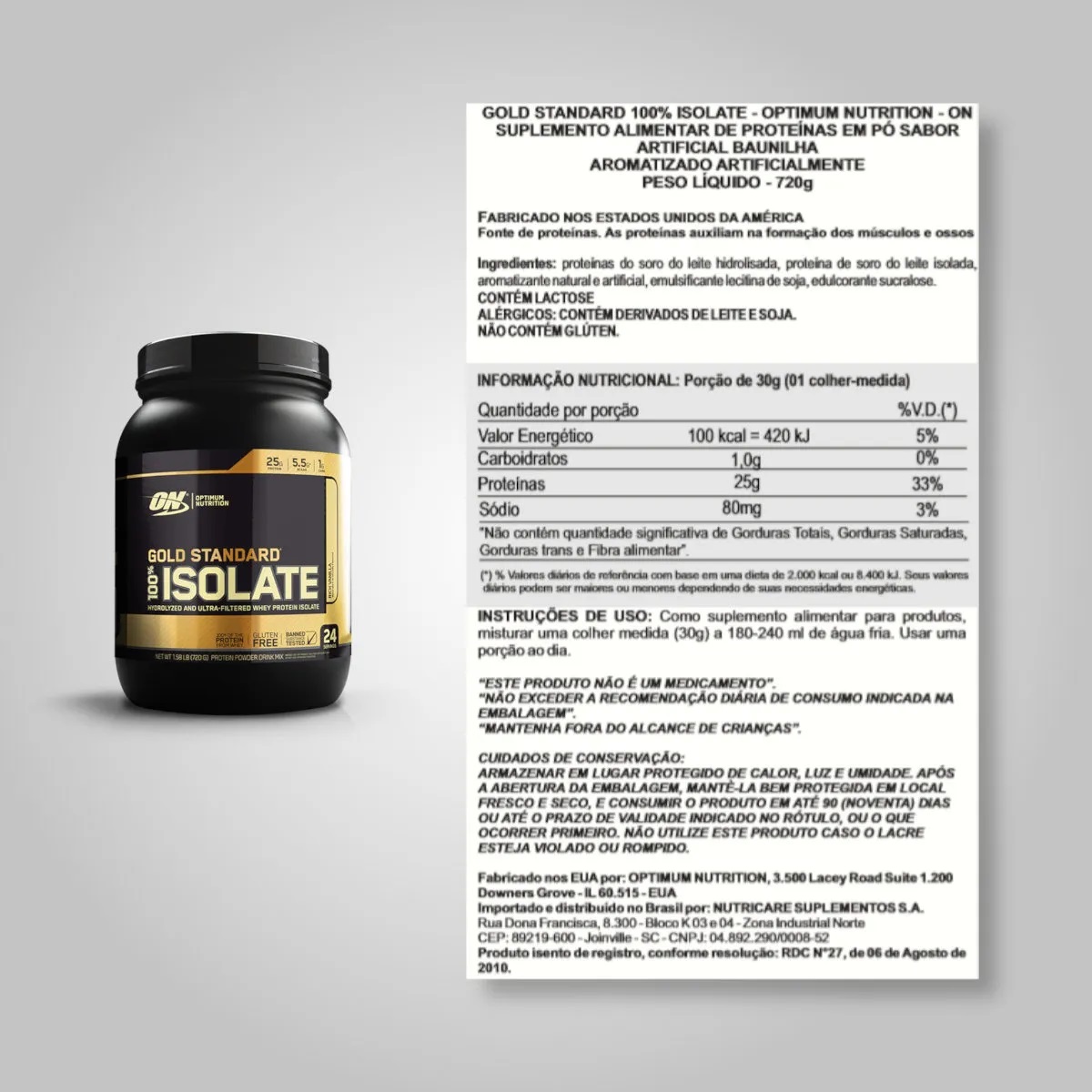 GOLD STANDARD 100% ISOLATE (720G) - OPTIMUM NUTRITION