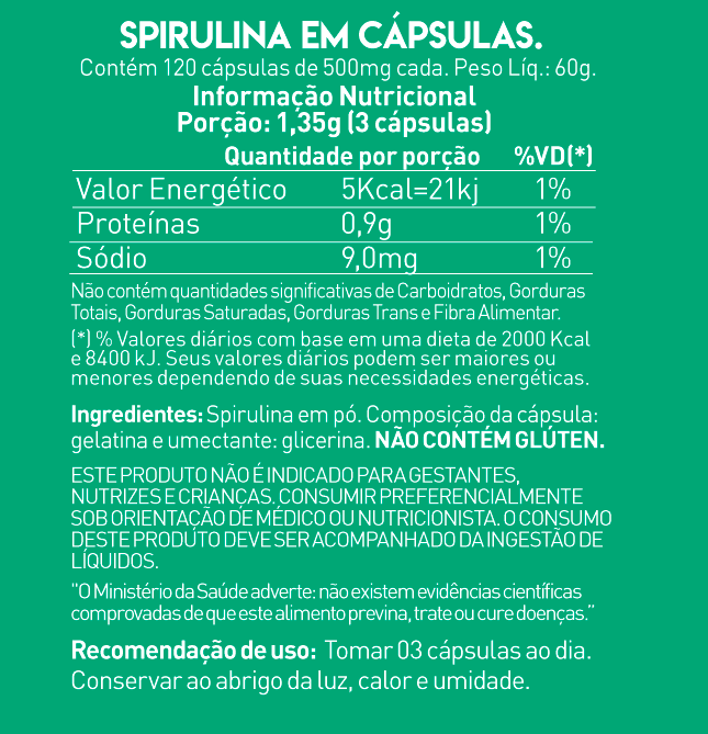 SPIRULINA 500MG (120 CAPS) - TRUE SOURCE